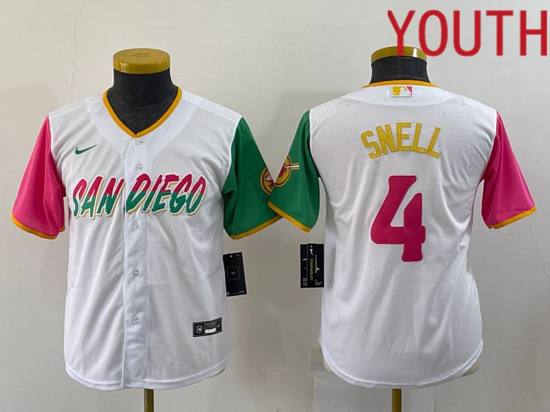 Youth San Diego Padres 4 Snell White City Edition Nike 2022 MLB Jerseys